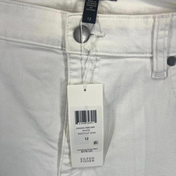 Eileen Fisher Women White Organic Cotton Stretch Bootcut Crop Jeans 12 NWT - Picture 3 of 10